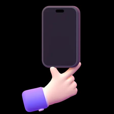 Illustration d’une main tenant un smartphone à l’écran éteint